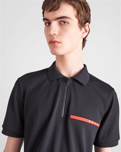 black t shirt prada|black Prada polo shirt.